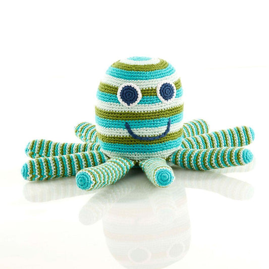 Large Blue & Green Crochet Octopus Toy